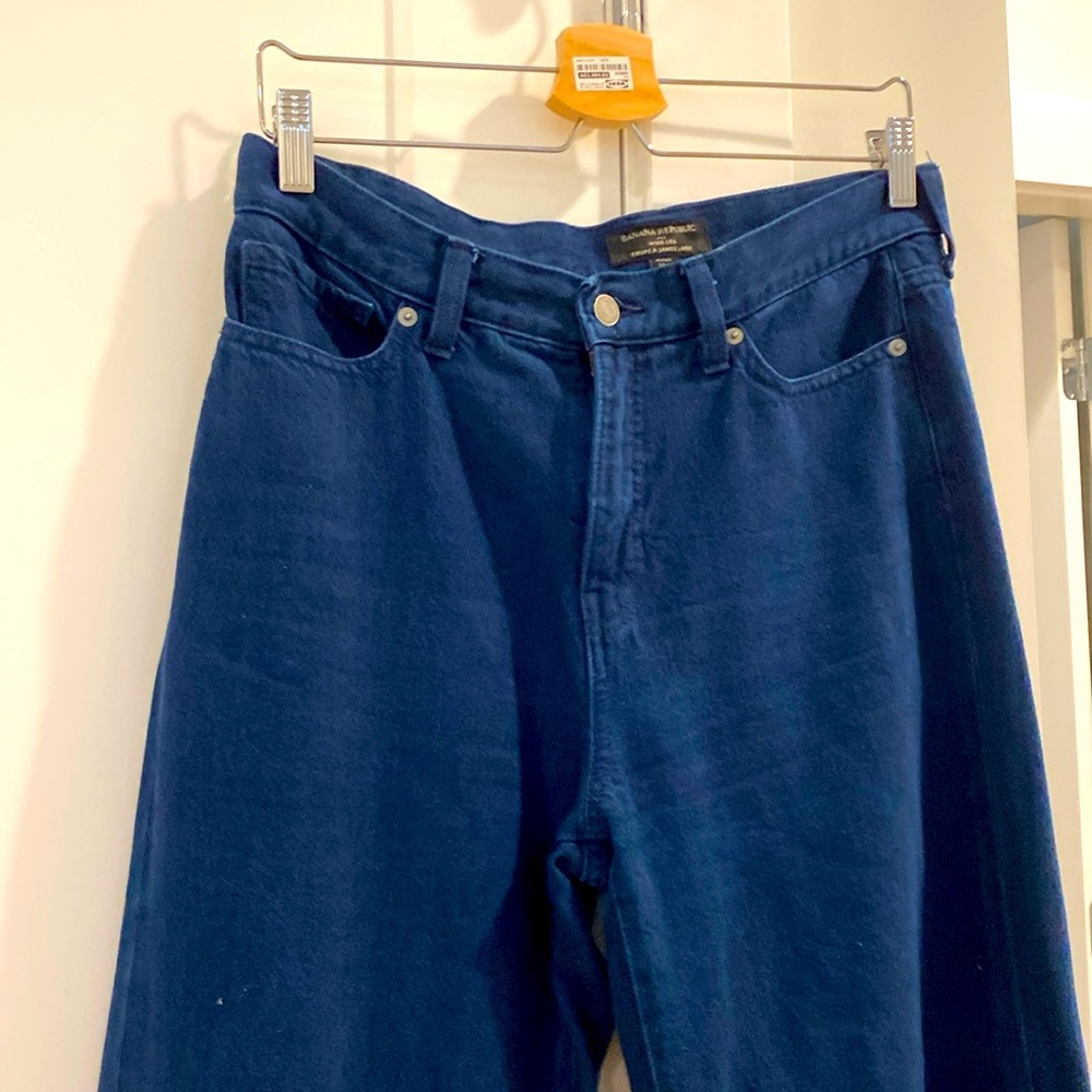 Wide leg high waisted jeans,  dark blue